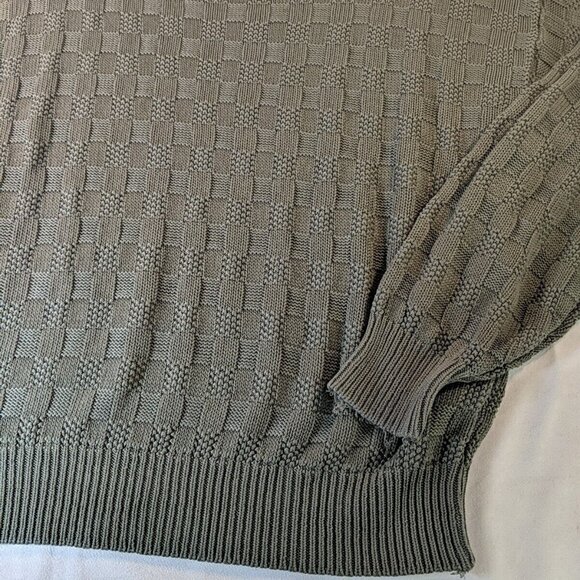 Vintage Spalding Knit Sweater Grey Checkered Mens L Large Gray Long Sleeve Retro - Picture 13 of 15